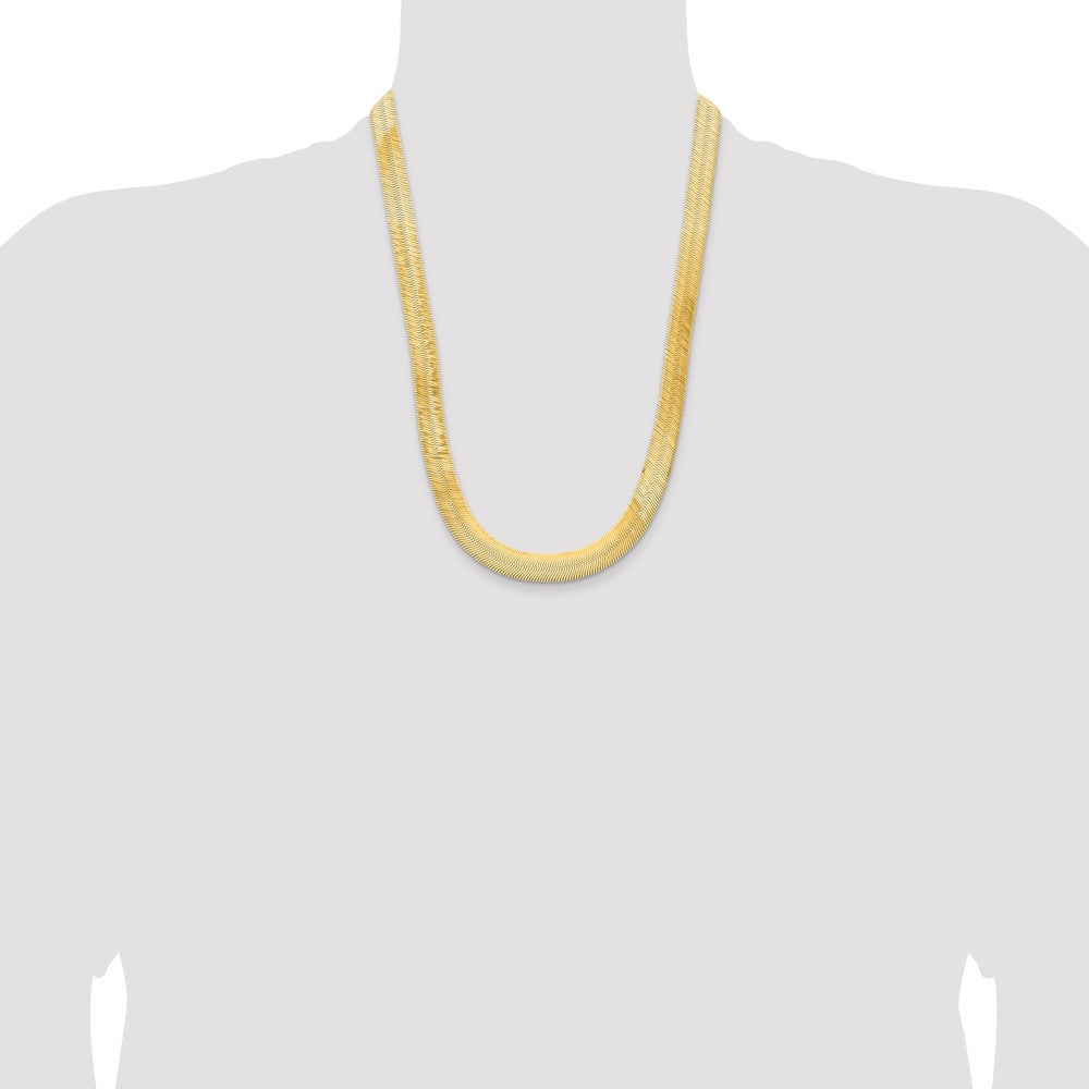 14K 24 inch 10mm Silky Herringbone with Lobster Clasp Chain