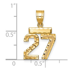 14k Small Brushed Diamond-cut Number 27 Charm