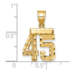 14k Small Brushed Diamond-cut Number 45 Charm