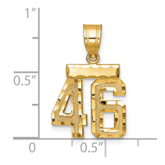 14k Small Brushed Diamond-cut Number 46 Charm