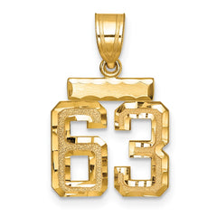 14k Small Brushed Diamond-cut Number 63 Charm