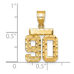 14k Small Brushed Diamond-cut Number 90 Charm