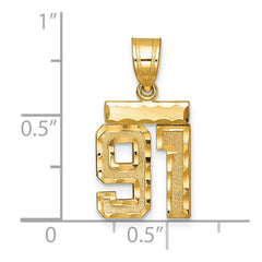 14k Small Brushed Diamond-cut Number 91 Charm