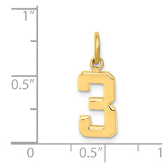 14k Small Polished Number 3 Charm - 2