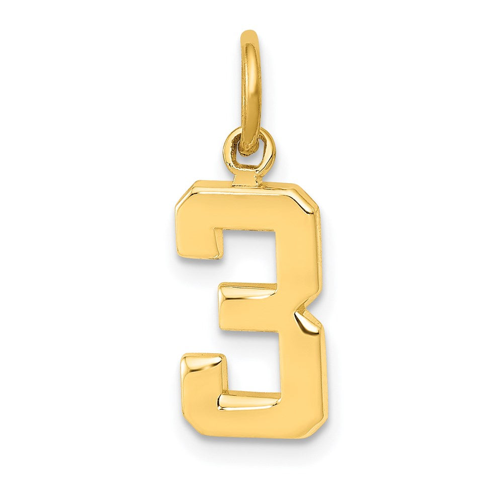 14k Small Polished Number 3 Charm - 2