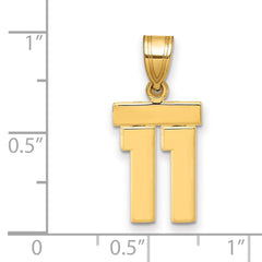 14k Small Polished Number 11 Charm - 2