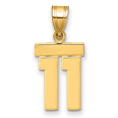 14k Small Polished Number 11 Charm - 2