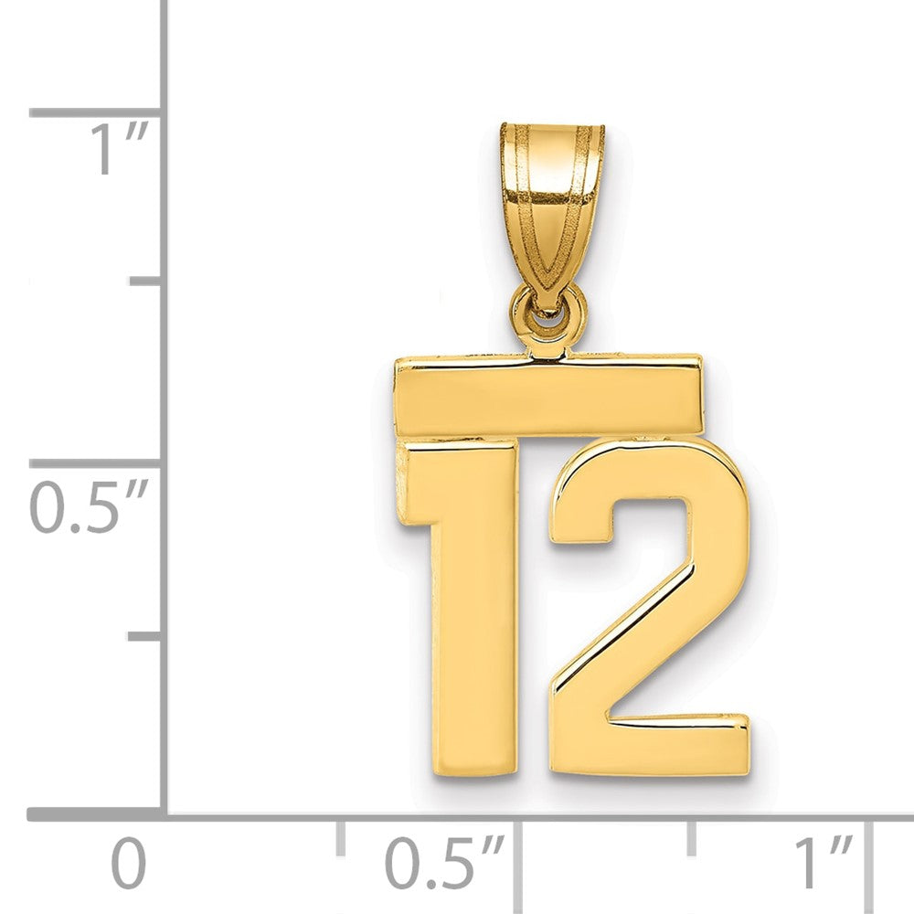 14k Small Polished Number 12 Charm
