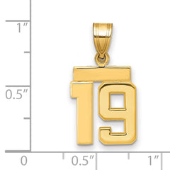14k Small Polished Number 19 Charm - 2
