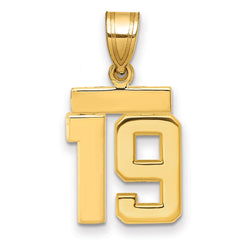 14k Small Polished Number 19 Charm - 2