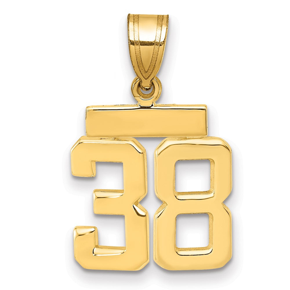 14k Small Polished Number 38 Charm - 2