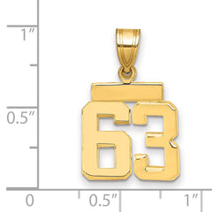 14k Small Polished Number 63 Charm - 2