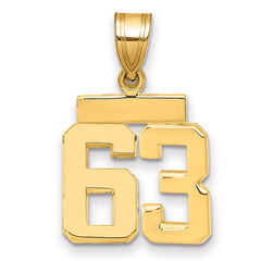 14k Small Polished Number 63 Charm - 2