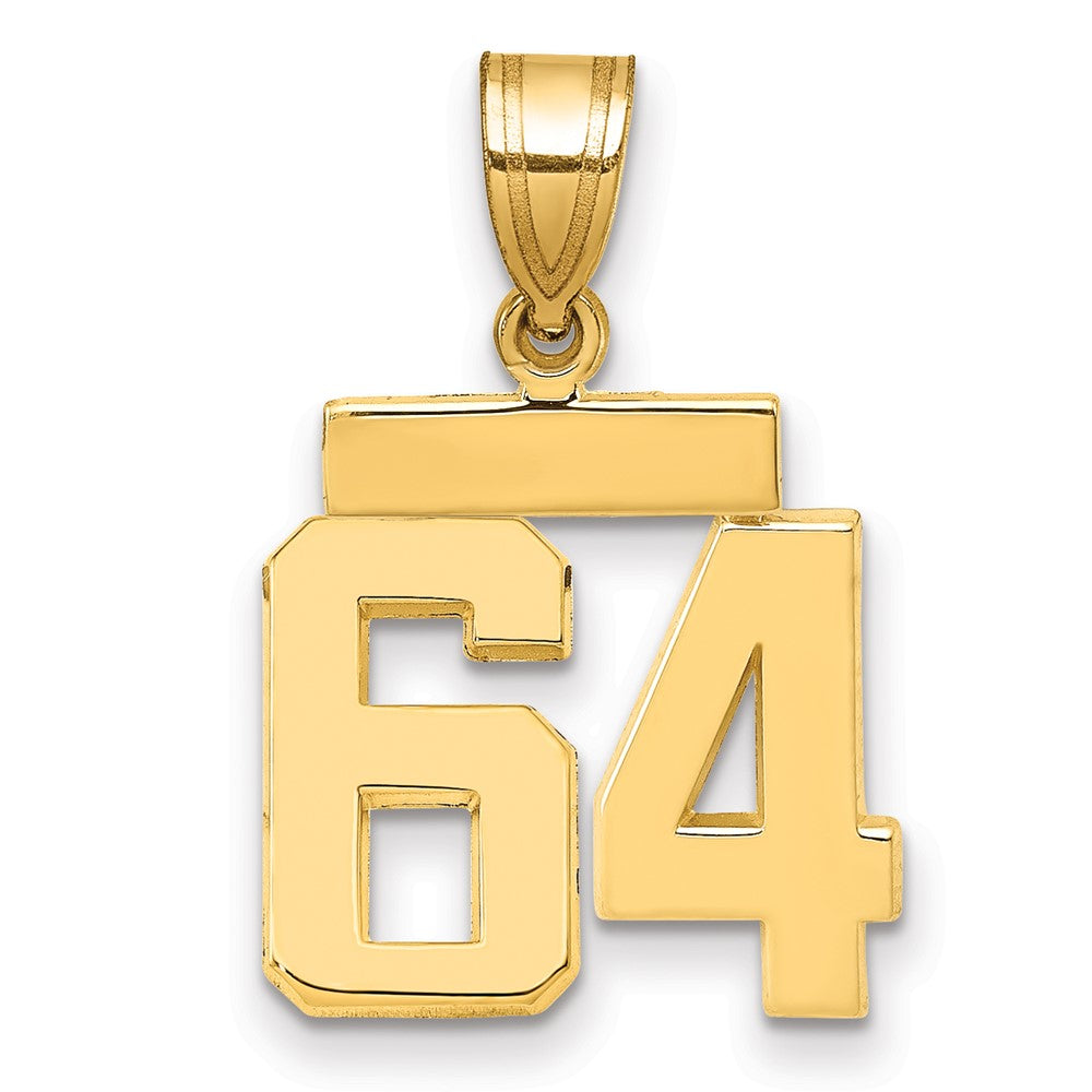 14k Small Polished Number 64 Charm - 2