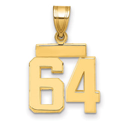 14k Small Polished Number 64 Charm - 2