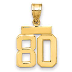 14k Small Polished Number 80 Charm - 2