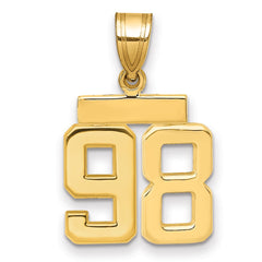 14k Small Polished Number 98 Charm - 2