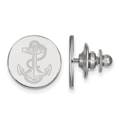 Sterling Silver Rhodium-plated LogoArt US Naval Academy Anchor Lapel Pin