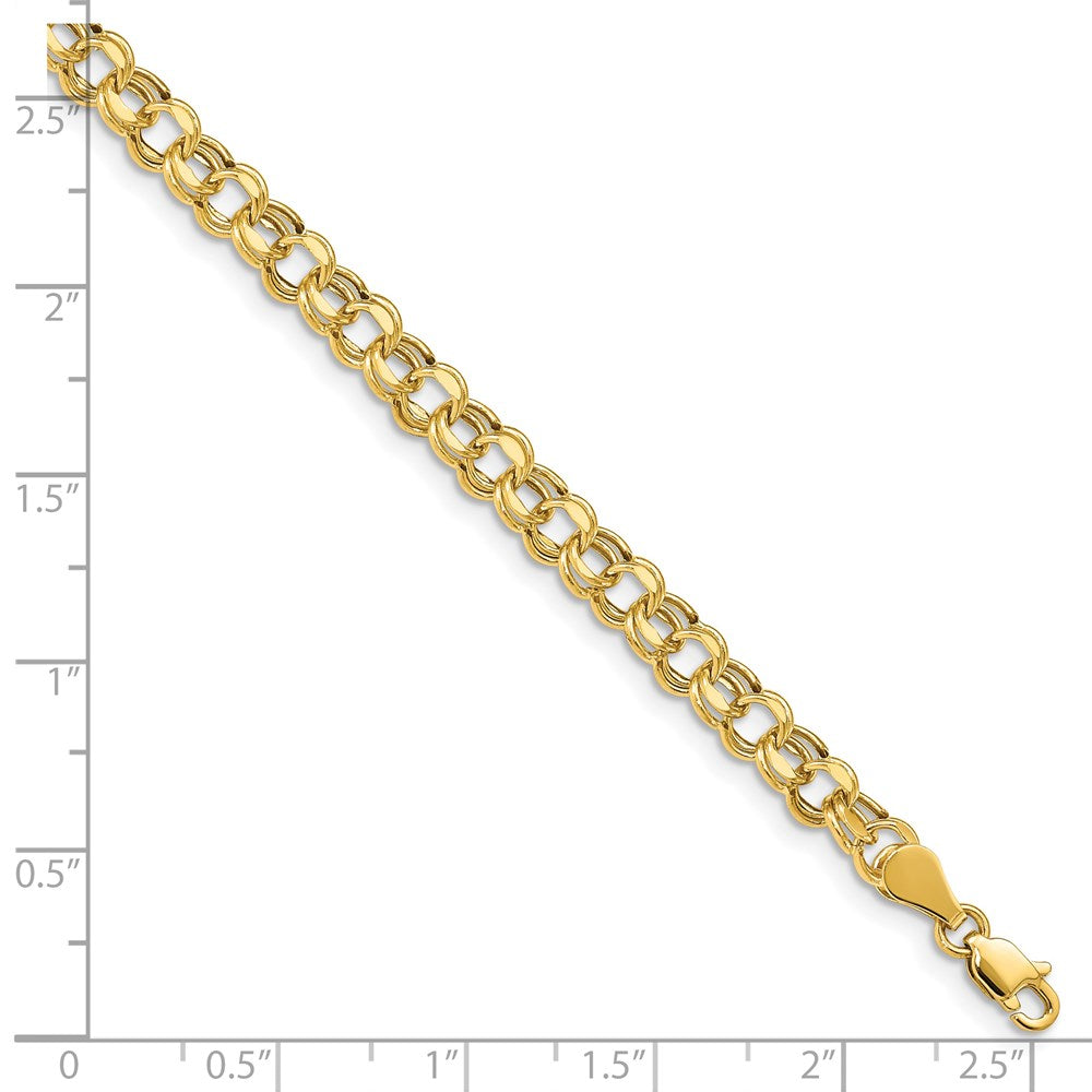 14k 5mm Hollow Double Link 7.25 inch Charm Bracelet