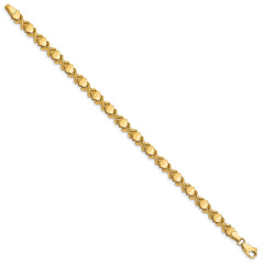 14k Brushed and Polished -X-Design Stampato 7 inch Bracelet