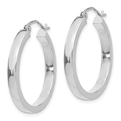 14k White Gold 2x3mm Rectangle Tube Hoop - 2