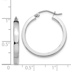 14k White Gold 2x3mm Rectangle Tube Hoop - 2