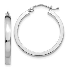 14k White Gold 2x3mm Rectangle Tube Hoop - 2