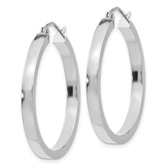 14k White Gold 2x3mm Rectangle Tube Hoop - 4
