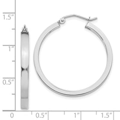 14k White Gold 2x3mm Rectangle Tube Hoop - 4