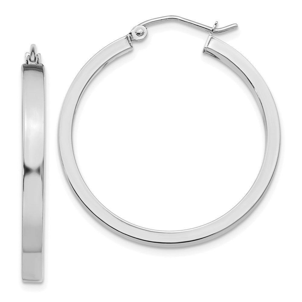 14k White Gold 2x3mm Rectangle Tube Hoop - 4