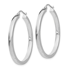 14k White Gold 2x3mm Rectangle Tube Hoop - 3
