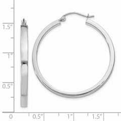 14k White Gold 2x3mm Rectangle Tube Hoop - 3