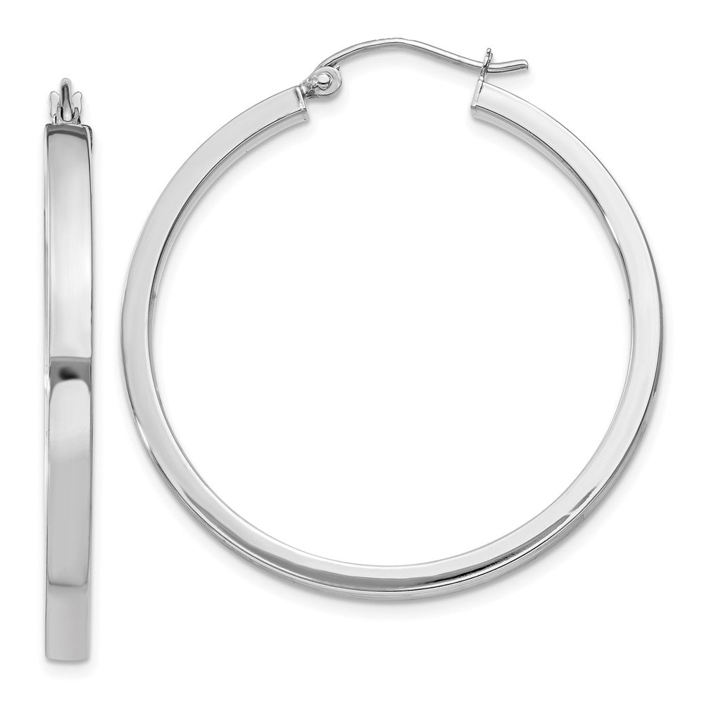 14k White Gold 2x3mm Rectangle Tube Hoop - 3