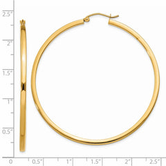 14k 2mm Square Tube Hoop Earrings - 7