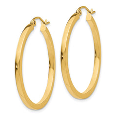 14k 2mm Square Tube Hoop Earrings - 6