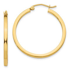 14k 2mm Square Tube Hoop Earrings - 6