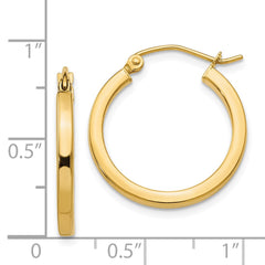 14k 2mm Square Tube Hoop Earrings - 5