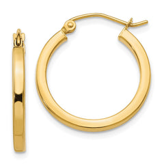 14k 2mm Square Tube Hoop Earrings - 5