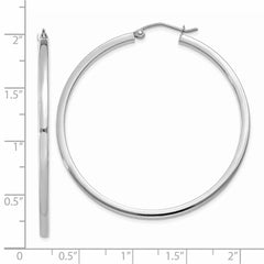 14k White Gold 2mm Square Tube Hoops - 7