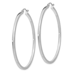 14k White Gold 2mm Square Tube Hoops - 5