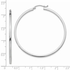 14k White Gold 2mm Square Tube Hoops - 5