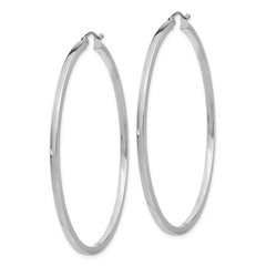 14k White Gold 2mm Square Tube Hoops - 8