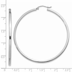 14k White Gold 2mm Square Tube Hoops - 8