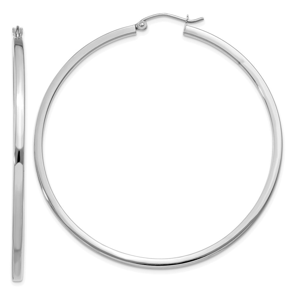 14k White Gold 2mm Square Tube Hoops - 8