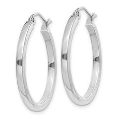 14k White Gold 2mm Square Tube Hoops - 6