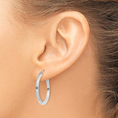 14k White Gold 2mm Square Tube Hoops - 6