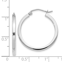 14k White Gold 2mm Square Tube Hoops - 6