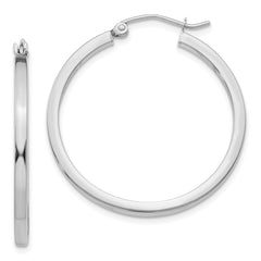 14k White Gold 2mm Square Tube Hoops - 4