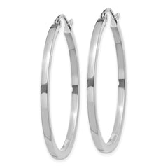 14k White Gold 2mm Square Tube Hoops - 2