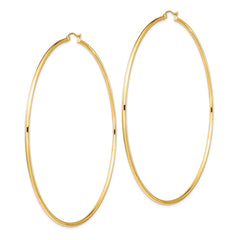 14k Polished 2x90mm Round Tube Hoop Earrings